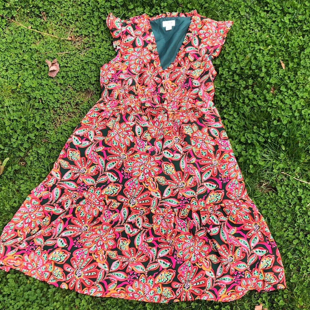 J. Crew  Multi Floral Paisley Midi Dress